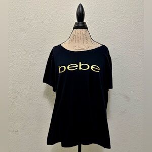 Bebe Black Tee with Gold Logo